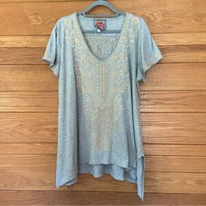 Embroidered Gray Women's Top